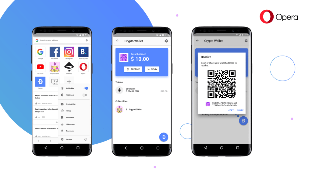 Opera тестирует браузер с интегрированным криптокошельком