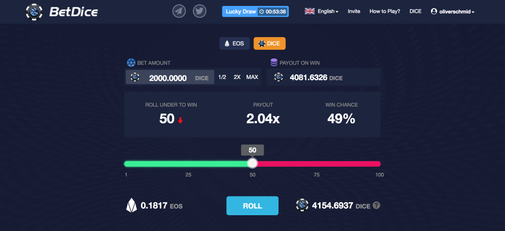 BetDice стало самым популярным приложением EOS