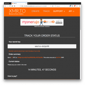 The web interface for XMR.to