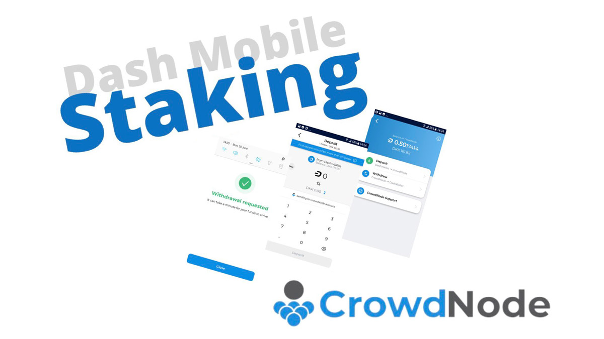 Dash и Crowdnode запустили функцию стейкинга в долевых мастернодах для мобильного кошелька Dash