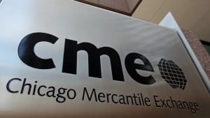 A Chicago Mercantile Exchange sign is seen outside CME Group Inc.'s headquarters in Chicago, Illinois, U.S., on Thursday, May 20, 2010. CME Group is the world's largest futures and options exchange